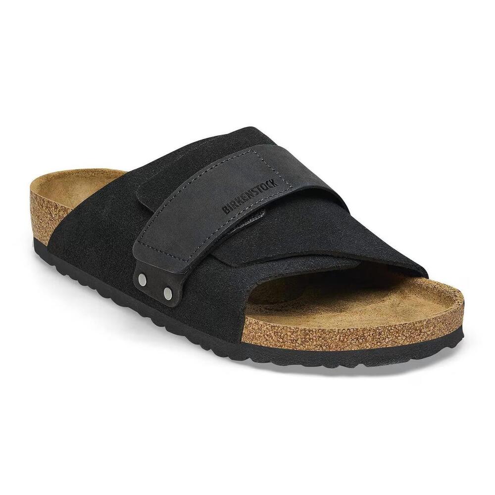 NEW BIRKENSTOCK women's kyoto nubuck leather/suede sandals in black